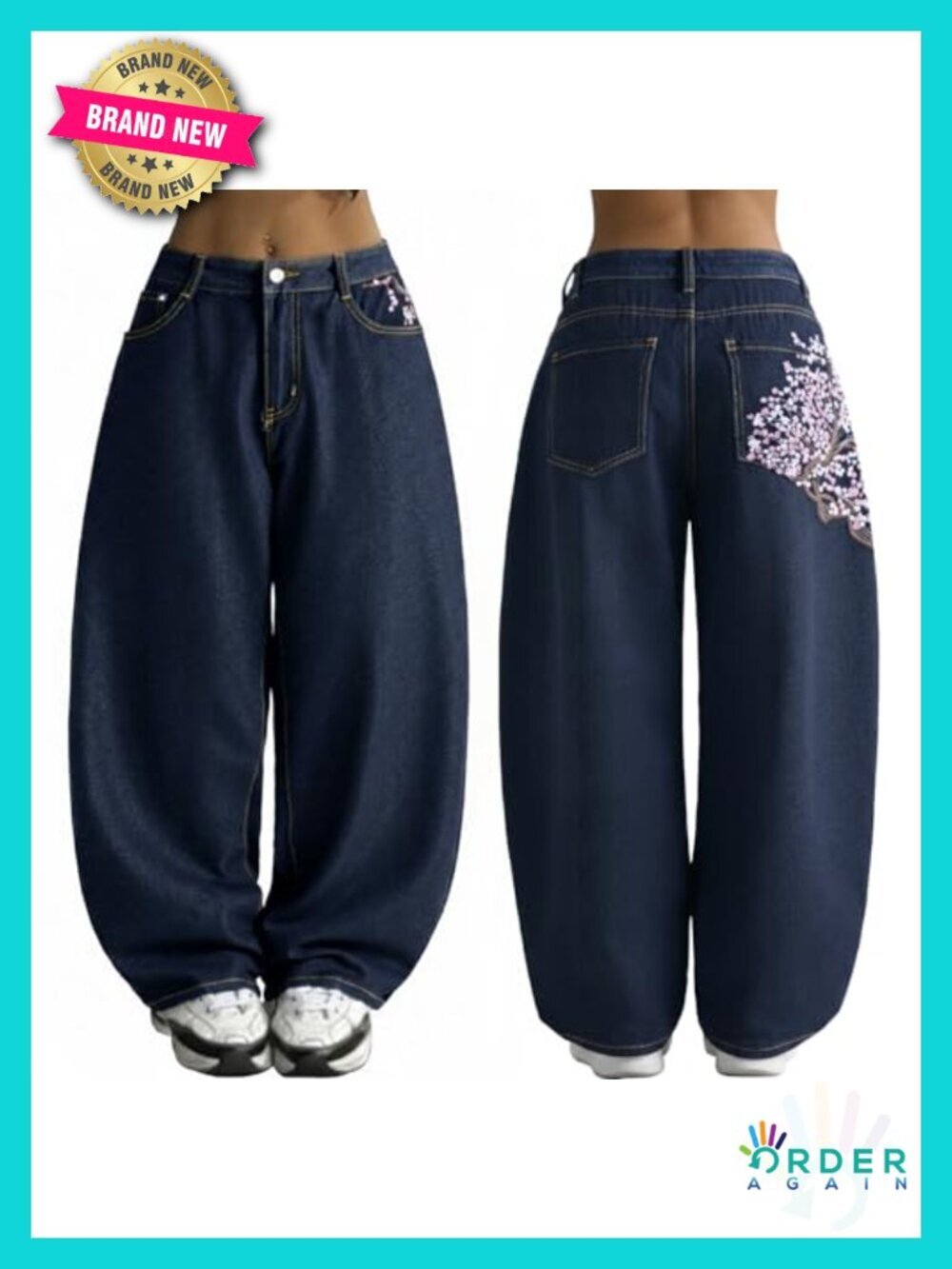 Vintage 90s Baggy Hip Hop Denim Jeans Women Loose Wide Leg Pants